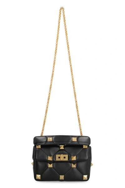 Shop Valentino Garavani - Roman Stud Quilted Leather Bag In Black