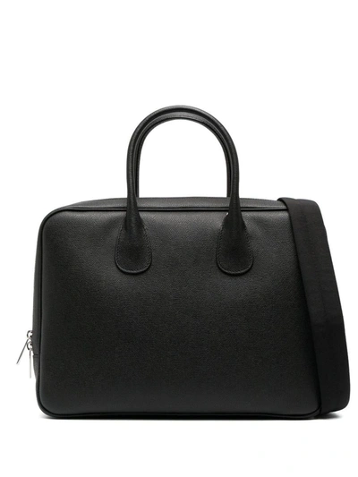 Shop Valextra Mylogo Leather Briefcase In Black