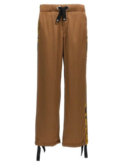 Shop Versace 'barocco' Pants In Brown