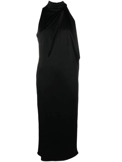 Shop Versace Cut-out Draped Cocktail Dress In Black