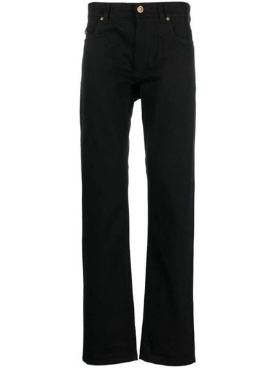 Shop Versace Denim Cotton Jeans In Black