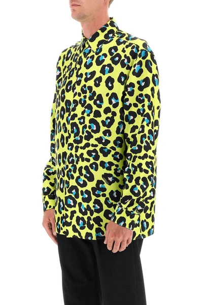 Shop Versace Daisy Leopard Silk Shirt In Multicolor