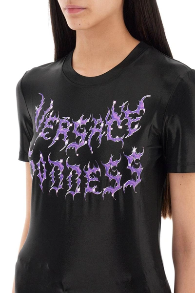 Shop Versace Goddess T-shirt In Black