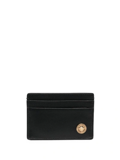 Shop Versace Medusa Leather Credit Card Case In Black