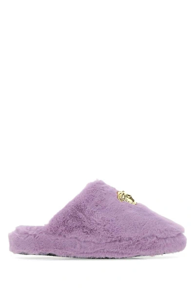 Shop Versace Slippers In Purple