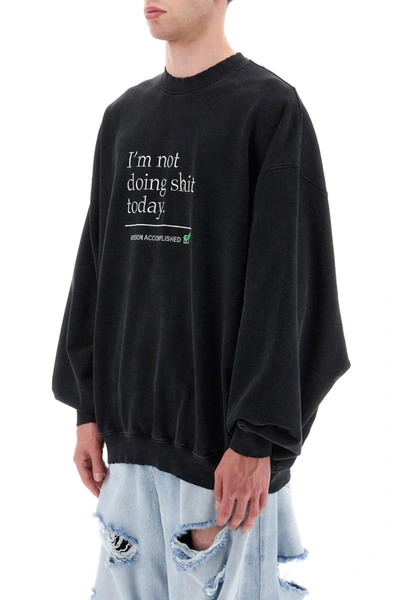 Shop Vetements 'not Doing Shit Today' Sweatshirt In Black