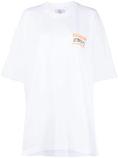 Shop Vetements My Name Is  Cotton T-shirt In White