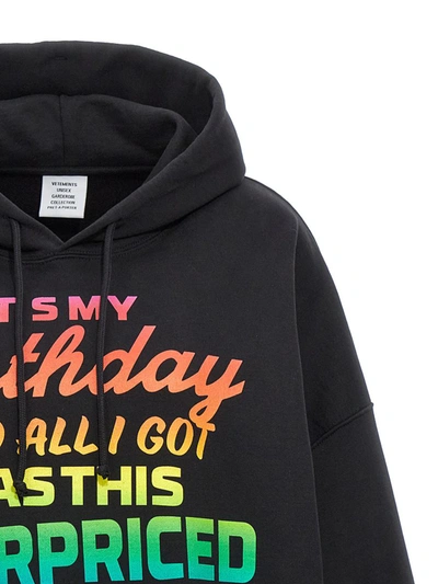 Shop Vetements Overpriced Birthday Hoodie In Black