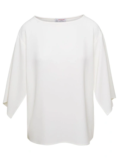 Shop Alberto Biani White Oversize Top With Boat Neckline In Triacetate Woman