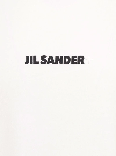 Shop Jil Sander White T-shirt With Short Sleeves And Contrasting Logo Print In Cotton Man