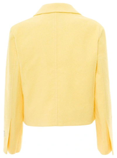 Shop Patou Yellow Jacket With Branded Buttons In Cotton Blend Tweed Woman