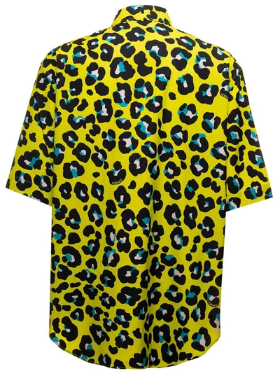 Shop Versace Yellow Shirt In Cotton With Daisy Leopard Allover Pattern  Man