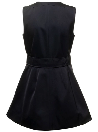 Shop Patou Zipped Belted Satin Dress In Black