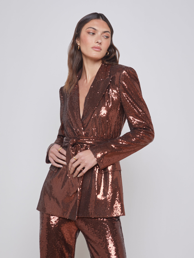 Shop L Agence Jordana Wrap Blazer In Bronze