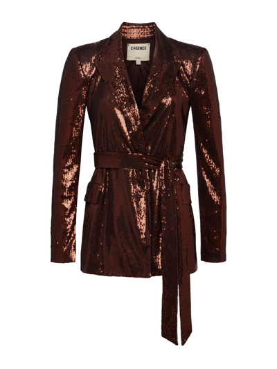 Shop L Agence Jordana Wrap Blazer In Bronze