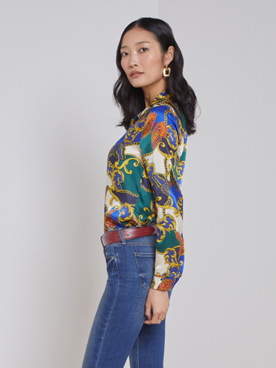 Shop L Agence Tyler Blouse In Multi Butterfly Chain