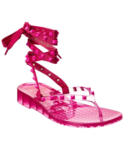 Shop Valentino Rockstud 30 Rubber Sandal In Pink