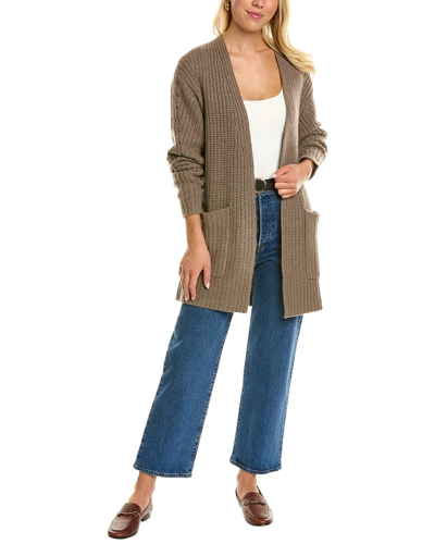 Shop Autumn Cashmere Open Cashmere & Wool-blend Cardigan In Brown