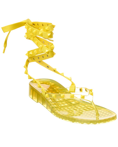 Shop Valentino Rockstud 30 Rubber Sandal In Yellow