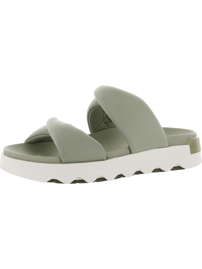 Shop Sorel Vibe Twist Womens Leather Slip On Slide Sandals In Beige