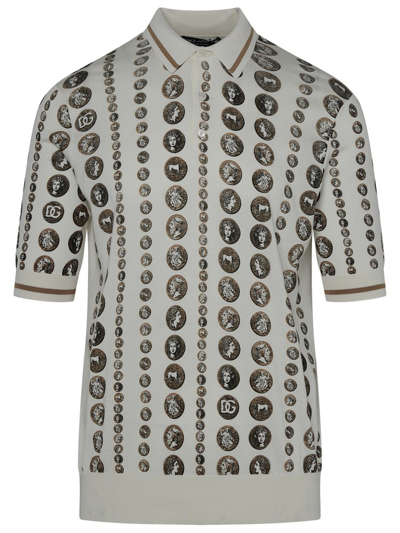 Shop Dolce & Gabbana Coin Printed Polo Shirt In White