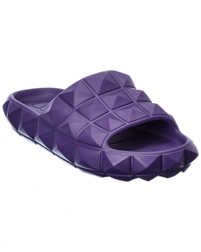 Shop Valentino Roman Stud Turtle Rubber Slide In Purple