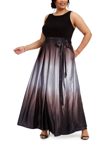 Shop Slny Plus Womens Satin Sleeveless Formal Dress In Black