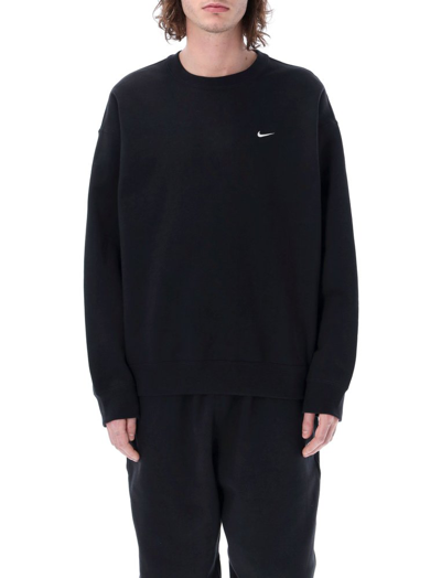 Shop Nike Solo Swoosh Crewneck Sweatshirt In Black