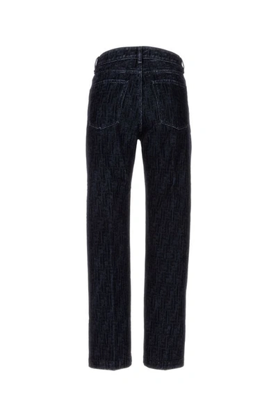 Shop Fendi Man Dark Blue Denim Jeans