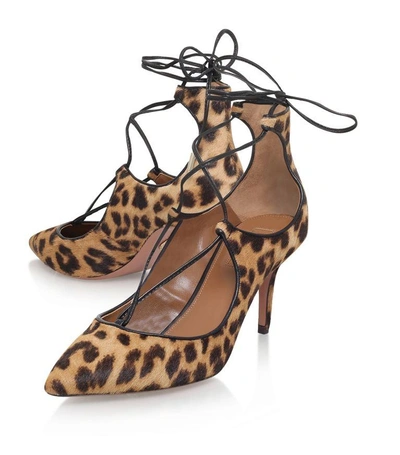 Shop Aquazzura Christy Ponyskin Pumps 75