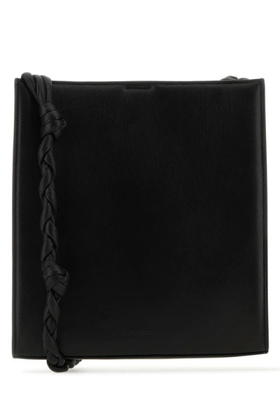 Shop Jil Sander Woman Black Leather Medium Tangle Shoulder Bag