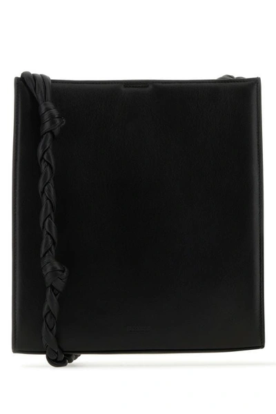 Jil Sander Black Leather Medium Tangle Shoulder Bag In Black