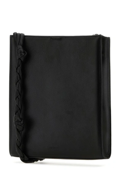 Jil Sander Black Leather Medium Tangle Shoulder Bag In Black
