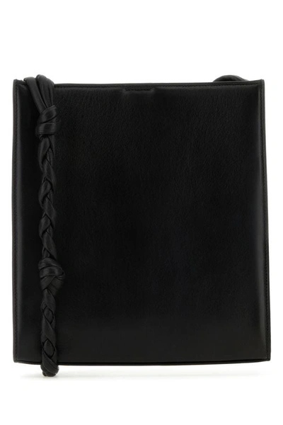 Jil Sander Black Leather Medium Tangle Shoulder Bag In Black