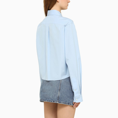 Shop Miu Miu Blue Button-down Cropped Shirt Women
