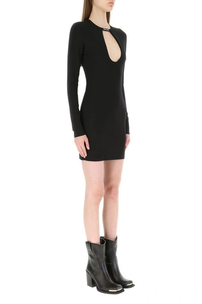 Shop Miu Miu Woman Black Stretch Nylon Mini Dress