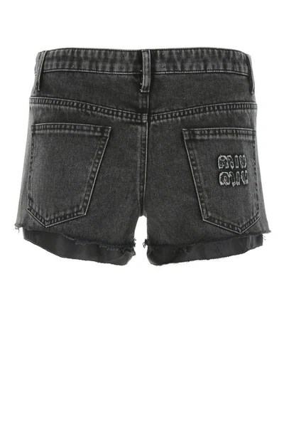 Shop Miu Miu Woman Denim Shorts In Black