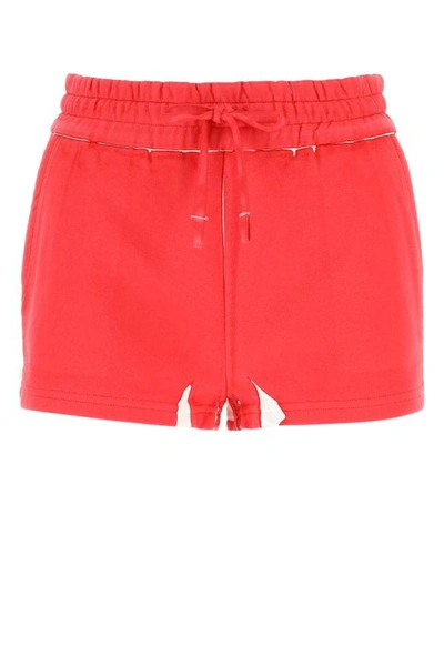 Shop Miu Miu Woman Red Cotton Shorts