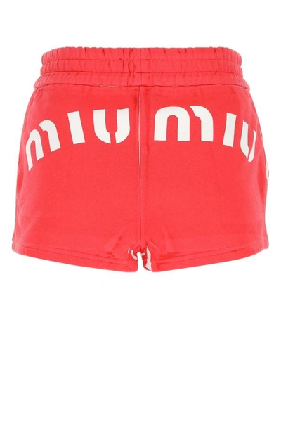 Shop Miu Miu Woman Red Cotton Shorts