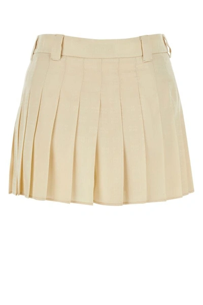 Shop Miu Miu Woman Sand Silk Mini Skirt In Brown