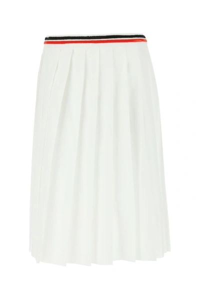 Shop Miu Miu Woman White Poplin Skirt