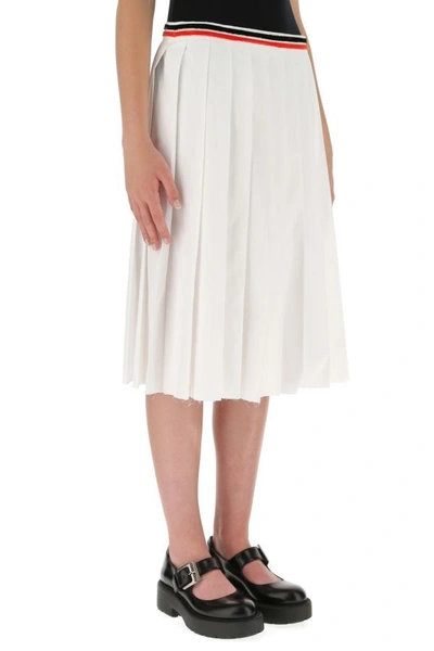 Shop Miu Miu Woman White Poplin Skirt