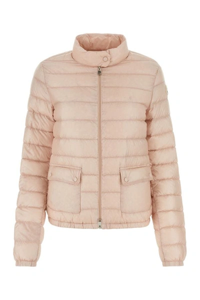 Shop Moncler Woman Light Pink Nylon Lans Down Jacket
