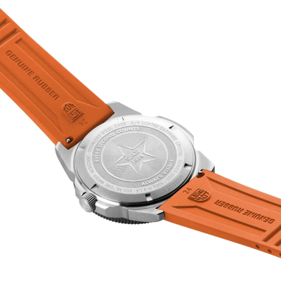 Pre-owned Luminox Pacific Diver Orange Dial Rubber Band Watch Xs.3129 Sapphire Crystal