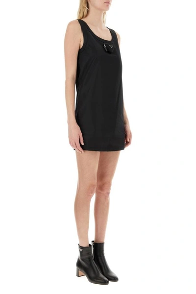 Shop Prada Woman Black Re-nylon Mini Dress