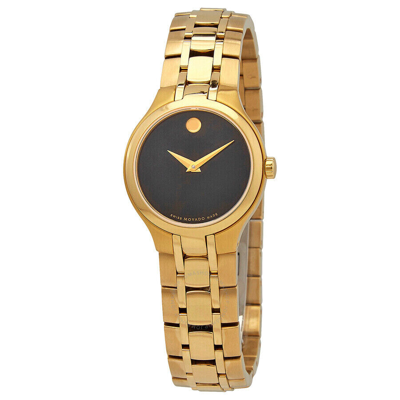 Pre-owned Movado Collection Ladies Watch Black Dial Gold Hands,14k Goldcase & Bracelet