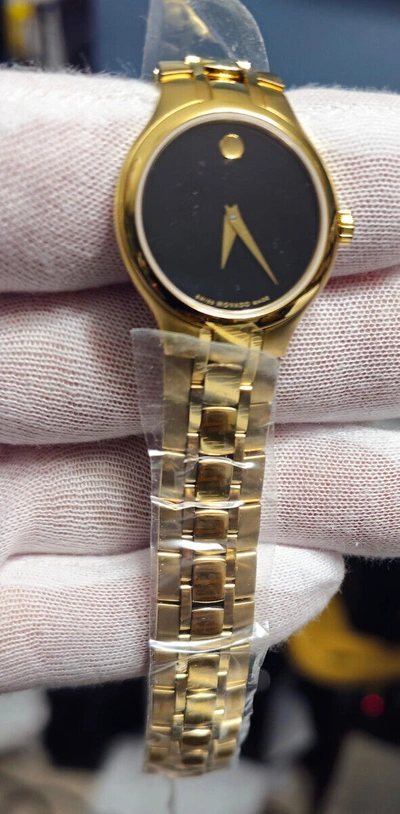 Pre-owned Movado Collection Ladies Watch Black Dial Gold Hands,14k Goldcase & Bracelet