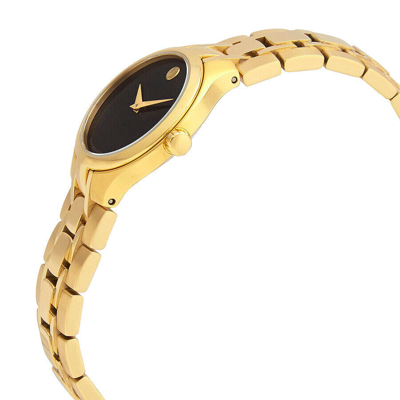 Pre-owned Movado Collection Ladies Watch Black Dial Gold Hands,14k Goldcase & Bracelet