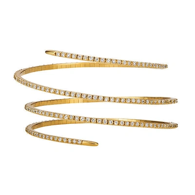 Pre-owned Morris 4.00 Carat Natural Diamond Wrap Flexible Bangle Bracelet Si 14k White Gold 7''