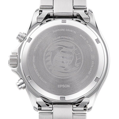Pre-owned Orient Mako Rn-tx0204e Panda Green Dial Solar Analog Chronograph Men Watch